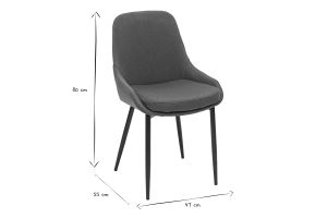 Chaises design en tissu bleu canard et métal noir (lot de 2) HOLO