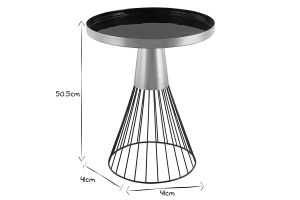 Table d'appoint ronde en acier laqué noir et doré D41 cm SPLEEN