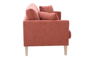 Canapé scandinave déhoussable 2 places en tissu effet velours texturé terracotta et bois clair OSLO