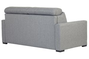Canapé convertible avec têtières ajustables 3 places en tissu gris clair avec matelas 18 cm NORO