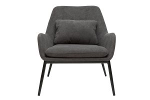 Fauteuil design en tissu effet velours gris foncé et métal noir MAXINE