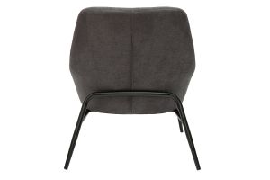 Fauteuil design en tissu effet velours gris foncé et métal noir MAXINE