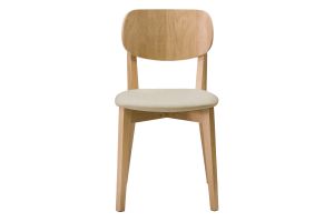 Chaises vintage en bois clair chêne et tissu beige (lot de 2) LUCIA
