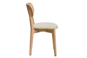 Chaises vintage en bois clair chêne et tissu beige (lot de 2) LUCIA