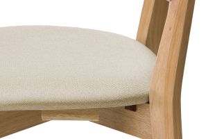 Chaises vintage en bois clair chêne et tissu beige (lot de 2) LUCIA