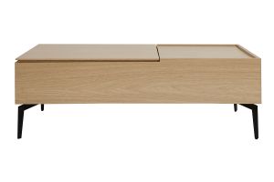 Table basse relevable rectangulaire bois clair finition chêne et métal noir L103 cm SEDA