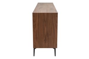 Buffet design en bois foncé noyer et métal noir 4 portes 2 tiroirs L180 cm BLISS