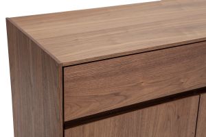 Buffet design en bois foncé noyer et métal noir 4 portes 2 tiroirs L180 cm BLISS