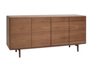 Buffet vintage en bois foncé noyer 4 portes L160 cm SUVA