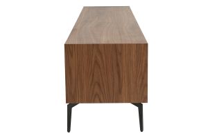 Meuble TV design bois foncé noyer et métal noir 2 portes 2 tiroirs L200 cm BLISS
