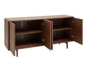 Buffet vintage en bois foncé noyer 4 portes L160 cm SUVA