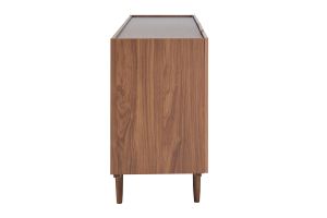 Buffet vintage finition bois foncé noyer 4 portes L180 cm SANAA