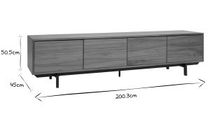 Meuble TV vintage bois foncé noyer et métal noir L200 cm MANNY