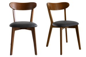 Chaises vintage en bois foncé et noir (lot de 2) DOVE
