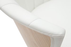 Design-Barhocker drehbar weiß und helles Holz H65 cm ALBIN