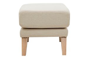 Pouf repose-pieds déhoussable scandinave en tissu beige et bois clair OSLO