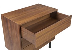 Commode vintage en bois foncé noyer et métal noir 3 tiroirs L81 cm MANNY