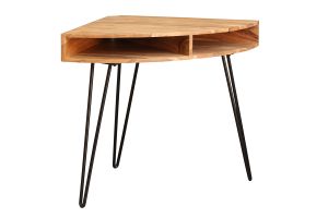 Bureau d'angle avec rangements bois massif et métal noir L75 cm GOSBY