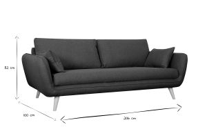 Canapé scandinave 3 places en tissu vert kaki et bois clair CREEP