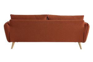 Canapé scandinave 3 places en tissu brique et bois clair CREEP