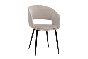 Chaise design en tissu velours taupe et métal noir PRISMA