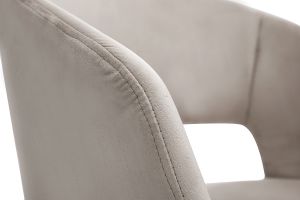 Chaise design en tissu velours taupe et métal noir PRISMA