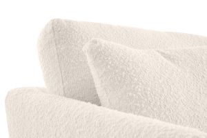 Canapé scandinave déhoussable 3 places en tissu effet laine bouclée blanc cassé et bois clair OSLO