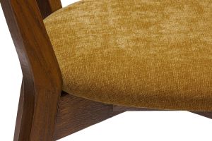 Chaises vintage bois foncé chêne et tissu effet velours jaune moutarde (lot de 2) DOVE