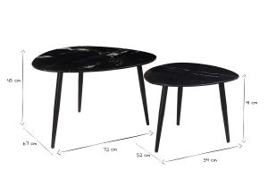 Tables basses gigognes ovales en marbre noir et métal (lot de 2) PLATZ