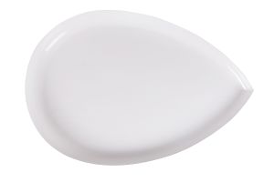 Table basse design en acier laqué blanc et doré L80 cm DROP