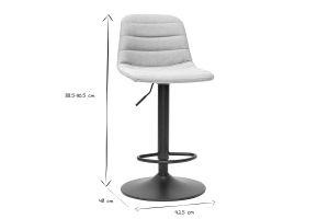 Tabourets de bar réglables en tissu gris clair et métal (lot de 2) SAURY