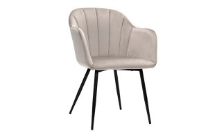 Chaise design en tissu velours taupe et métal noir MILLY