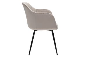 Chaise design en tissu velours taupe et métal noir MILLY