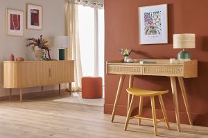 Sgabello basso in legno chiaro H46.5 DEMORY