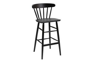 Tabouret de bar vintage à barreaux noir mat H65 cm DARIA