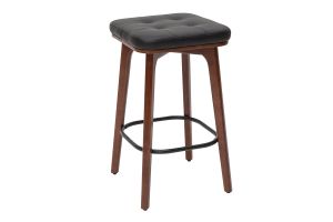 Vintage-Barhocker in Schwarz und dunkles Holz 65 cm (2er-Set) GRAMMA