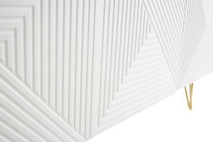 Buffet design blanc et métal doré 3 portes L160 cm OZEN