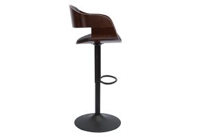 Tabouret de bar design réglable noir et bois foncé EUSTACHE