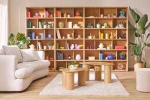 Bibliothèque scandinave finition bois clair chêne L140 cm EPURE
