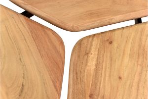 Table basse 3 plateaux bois massif et métal noir L95 cm SUZANE