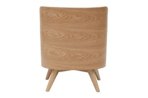 Fauteuil scandinave en tissu effet laine bouclée blanc cassé et bois clair VALMY