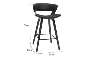 Tabouret de bar design noir et bois foncé H65 cm SYRAH