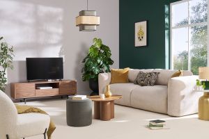 Table basse design bois foncé noyer L78 cm HOLLEN