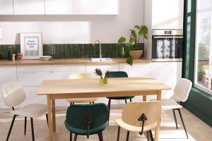 Table extensible rallonges intégrées rectangulaire bois clair chêne L160-240 cm LAHO