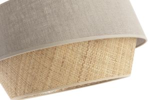 Suspension design bi-matière en lin grège et rabane naturelle D45 cm SENSA