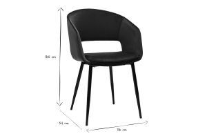 Chaise design en tissu velours bleu pétrole et métal noir PRISMA
