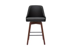Tabourets de bar design pivotants 360° noir et noyer H65 (lot de 2) HASTA