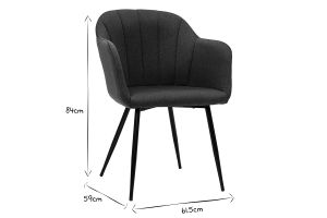 Chaise design en tissu velours vert foncé et métal noir MILLY