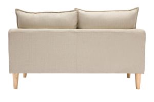 Canapé scandinave 2 places en tissu beige et bois clair KATE