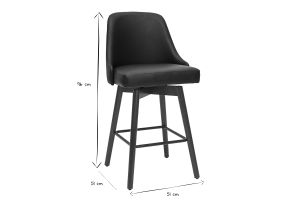 Tabourets de bar design pivotants 360° noir et noyer H65 (lot de 2) HASTA